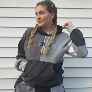 Reworked handmade upcycled grey scale nike hoodie